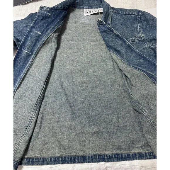 Vintage Keren Hart Womens Denim Jacket Balloon Sleeves Boho Jean Poof Puff Small - Picture 8 of 12